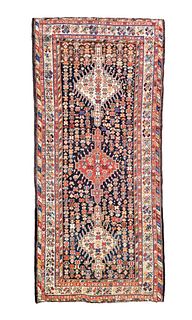 Antique Persian Hand Knotted Qashqai Oriental Carpet Runner, circa 1920s