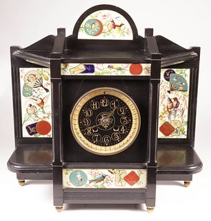Belgian Black Marble Aesthetic Movement Mantel Clock, circa 1880