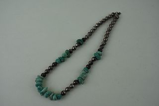Vintage Navajo Turquoise & Sterling Silver Beads Necklace