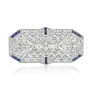 Art Deco Diamond and Sapphire Brooch