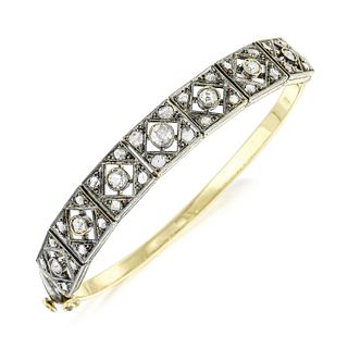 Victorian Diamond Gold Bangle Bracelet