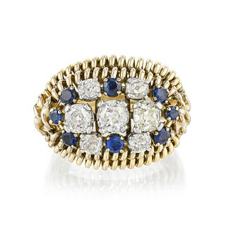 Vintage Diamond and Sapphire Ring