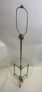 Mid-Century Modern Laurel Brass Glass Tripod Floor Table Lamp