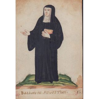 Antique Original Water Color of an Augustinian