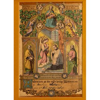 German Certificate of Communion, Color Lithograph