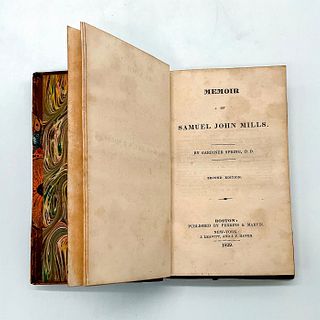 Antique Leatherbound Book, Memoir of Samuel John Mills