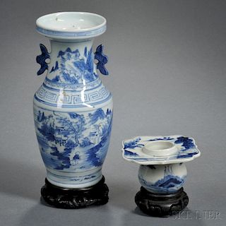 Two Blue and White Porcelain Vessels