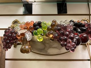 Czech Bohemian Art Glass Fruit Basket Wall Sconce Lamp