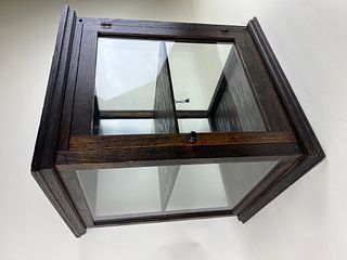 Antique Oak General Store Glass Display Case Cabinet