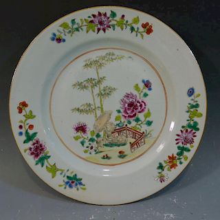 ANTIQUE CHINESE FAMILLE ROSE PORCELAIN PLATE 18TH CENTURY