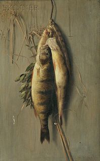 Charles Drew Cahoon (American, 1861-1951)      Still Life with Hanging Perch and Herbs