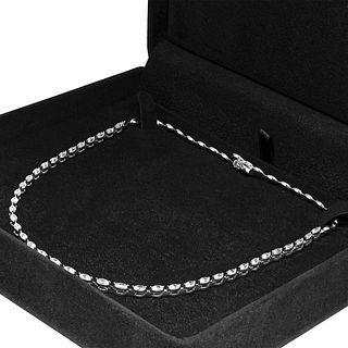 7.78 carat Natural Diamond East-West Marquise tennis necklace in 14K White Gold