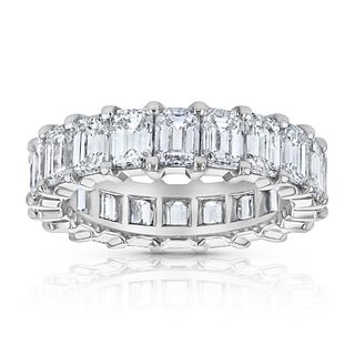 6.13ctw Natural Diaond Emerald Cut Eternity Band in 18k White Gold