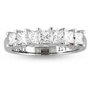 1.00ct tw 7 Stone Princess Cut Natural Diamonds Shared Prong Anniversary or Wedding Band 14k Gold G-H VS-SI Bridal Ring