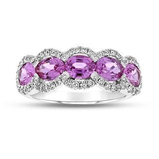2.38ctw Natural Diamond and Natural Pink Sapphire Ring in 18k White Gold