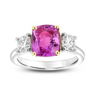 0.96ctw Diamond and Pink Sapphire Ring in 18k Yellow/Platinum