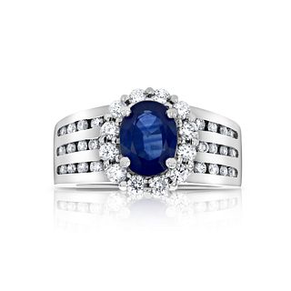 0.72ctw Diamonds and Sapphire Ring in 14k Gold