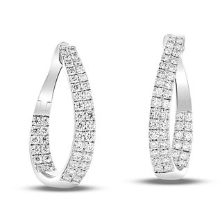 1.13ctw Natural Diamond Fashion Hoop Earrings in 18k White Gold
