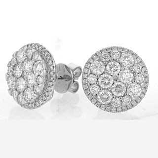 2.50ctw Natural Diamond Cluster Studs in 18k White Gold