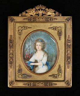 Hand Painted Miniature Portrait of a Lady