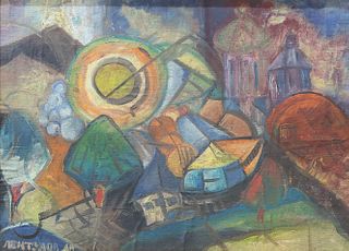 Aristarkh Lentulov Oil on Canvas Village