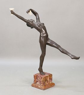 Leonildo Giannoni Chapelier Art Deco Bronze Nude