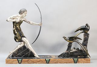 Uriano Art Deco Spelter Sculpture Diana