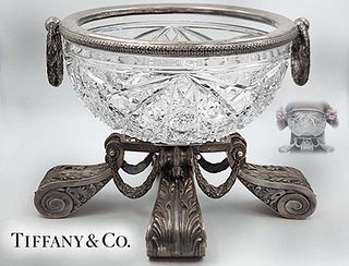 Large 19th C. Tiffany And Co. Sterling Silver With Russian Crystal Centerpiece, Made By Faberge For Tiffany