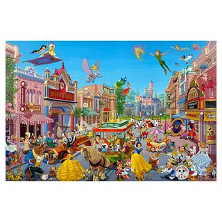 Manuel Hernandez, "Happiest Street On Earth" Limited Edition Mixed Media Lithograph from Disney Fine Art, Numbered and Hand Signed with Letter of Auth