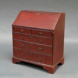 Chippendale Red-painted Slant-lid Desk