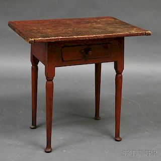 Queen Anne Red-painted One-drawer Tea Table