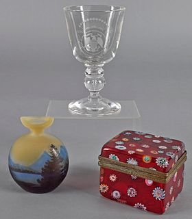 Galle cameo glass vase, 5" h., together with a mil