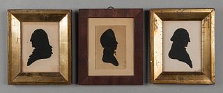 Three Peale's Museum hollow cut silhouettes, to in