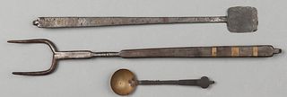 Iron spatula with brass inlay MC 1837, together wi