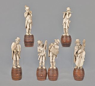 French carved ivory six-man street band, ca. 1900,