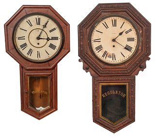 New Haven regulator clock, 33" h., together with a