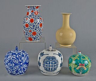 Three Chinese porcelain ginger jars, together with