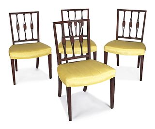 Set of four Hepplewhite style inlaid mahogany dini