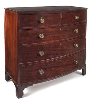 George III mahogany bowfront chest of drawers, lat