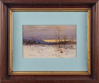Watercolor landscape, signed A. C. Robinson, 7" x1