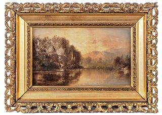 American oil on canvas landscape, 19th c., titledn