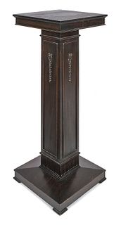 Classical style mahogany pedestal, 20th c., 37" h.