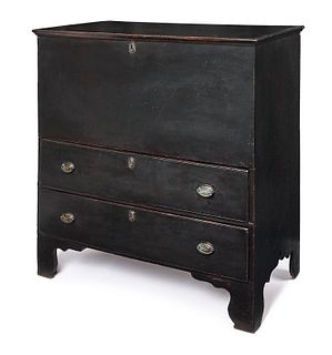 New England painted pine mule chest, 18th c., 38 1