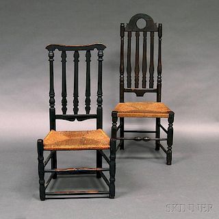 Two Black-painted Bannister-back Side Chairs