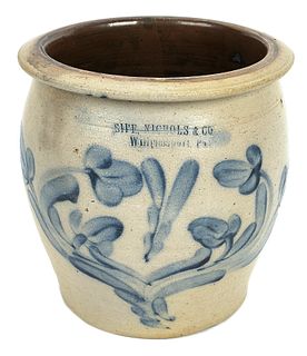 Pennsylvania stoneware crock, 19th c., impressed S