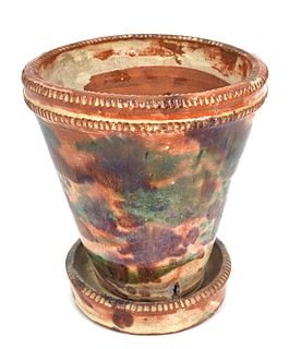 Shenandoah Valley redware flowerpot, 19th c., with