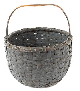 Painted split oak basket, 19th c., retaining an ol