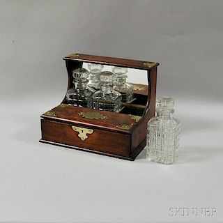Brass-mounted One-drawer Oak Tantalus