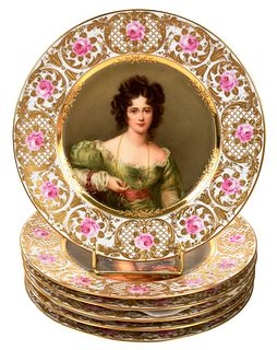 Set of Six Royal Vienna Portrait Plates
