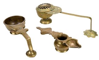 Three Brass Long Handled Table Objects